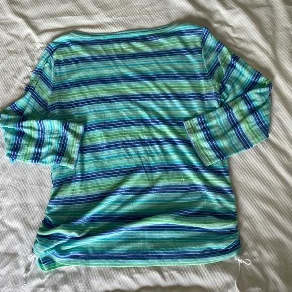 Talbots Striped Linen Blend Ruched Tunic - Picture 6 of 7